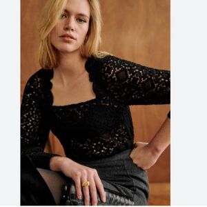 Sezane Alvere Blouse in Black 2 (FR 34) NWOT